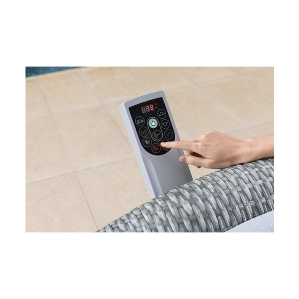 Lay-Z-Spa 77"x28"/1.96mx71cm Bali MaxHold EnergySense UltraFit Smart AirJet 6 Grey Rattan Round