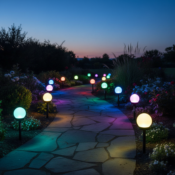 LAMPA SOLARNA COLOR SPHERE 10 X 10 X 33 CM displ.12szt *6716