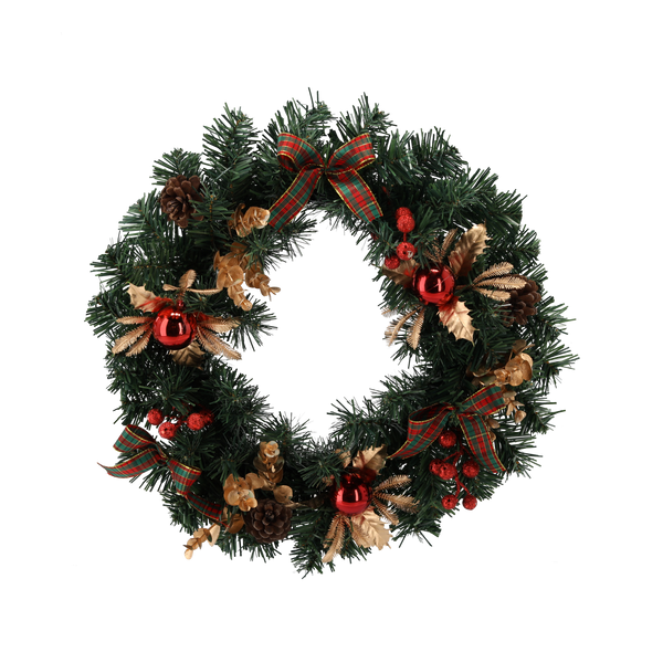 CHRISTMAS WREATH 40 CM RED AND GOLD