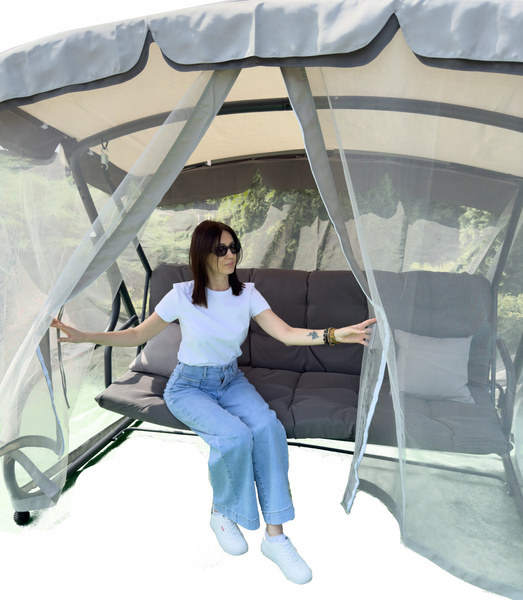 GARDEN SWING WITH MOSQUITO NET 220 X 130 X 175 CM GRAY