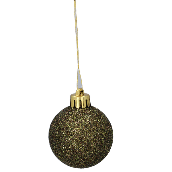 SET OF 31 BAUBLES 3-4.5 CM OLIVE/COPPER/GRAPHITE MIX DESIGNS