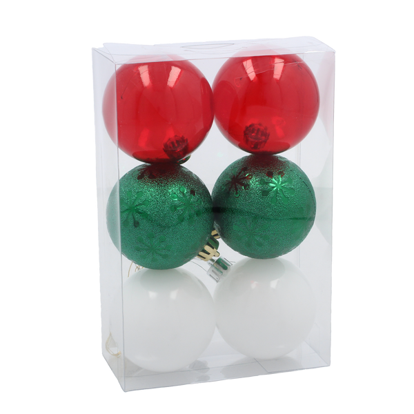 KPL. 6 BOMBEK 6 CM ČERVENÁ/ZELENÁ/BIELA *9933