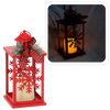 ŚWIĄTECZNY LAMPION 12,5 x 12,5 x 30,5 CM LED METALOWY CZERWONY - PŁATKI ŚNIEGU *0863