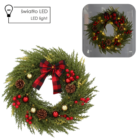 CHRISTMAS WREATH LED 40 CM 40 L GREEN WITH A BOW