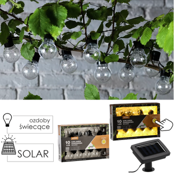 SOLÁRNÍ ZÁVĚS K DOHODĚ DÉLKA 2 + 1,8 M RONA 10 LED TEPLÉ BÍLÉ *3583