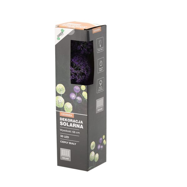 SOLÁRNÍ LAMPA H 68 CM OZDOBA ČESNEKU 30 LED TEPLÁ BÍLÁ MIX KOLORŮ disp=12ks *4651