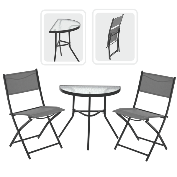 SET DE MOBILĂ PENTRU BALOCA - MĂSUȚĂ DE PĂTURĂ + 2 SCĂUNELE FOLDSABLE - GRI *7149