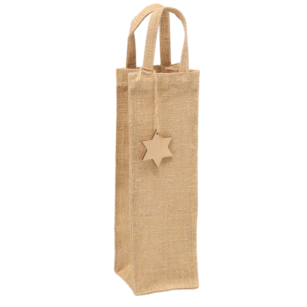 JUTE BAG WITH GOLDEN LUREX AND WOOD HANGING STAR