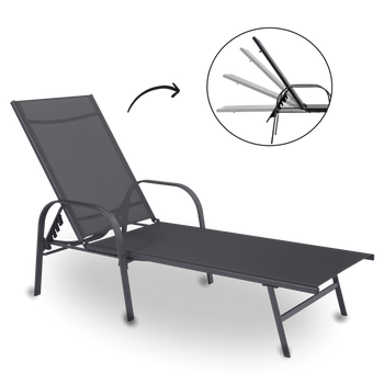 GARDEN LOUNGER 195x69x94cm DARK GREY *6111