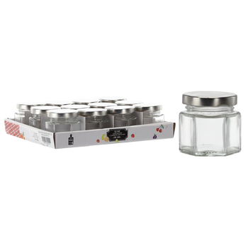 SŁOIK 50 ML SZEŚCIOKĄTNY Z ZAKRĘTKĄ METALOWĄ  DISPLAY= 12SZT*1523