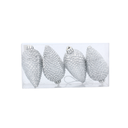 KPL. 4 OZDÓB CHOINKOWYCH SZYSZKA 8 CM CZERWONY/ZŁOTY/SREBRNY *3188