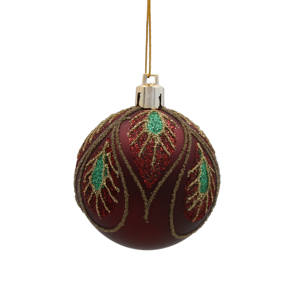 SET 8 BILE DE CRĂCIUN BURGUNDIE DE 6 CM MIX DE MODELE *5416