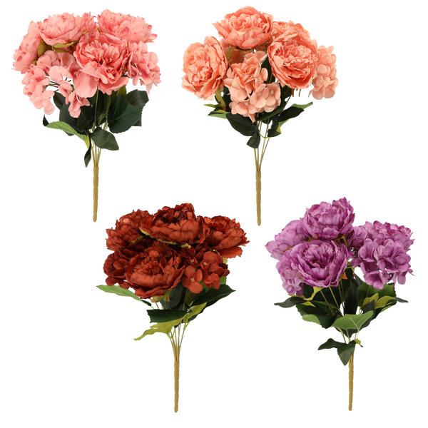 ARTIFICIAL FLOWER - PEONY AND HYDRANGEA 43 CM MIX COLORS