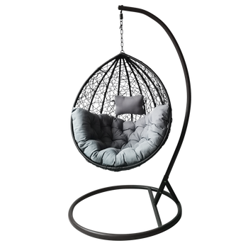 BROWN HANGING CHAIR, BEIGE CUSHION, BROWN FRAME 118X107XD68CM *1050