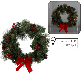 Vianočný veniec 15 LED 40 CM ČERVENÝ *0271