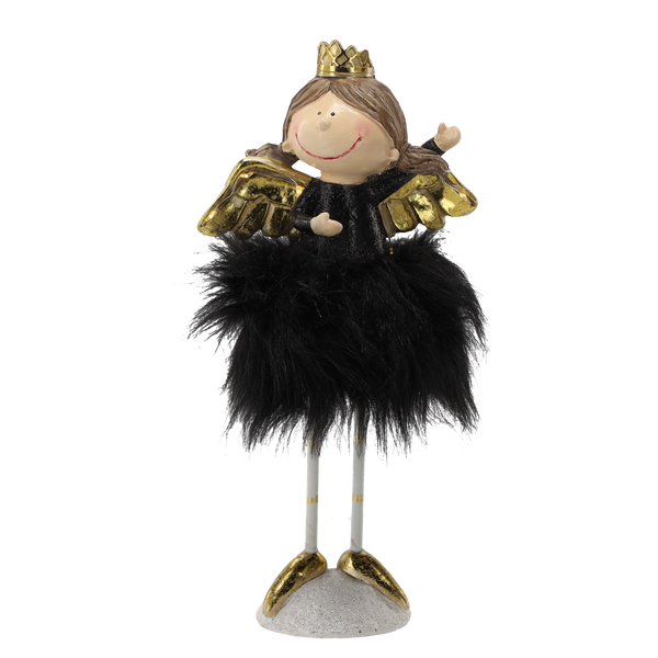 ÎNGERAS ÎN ROCHIE NEAGRĂ CU BLANĂ 31 CM LED ambalaj=1buc *1597