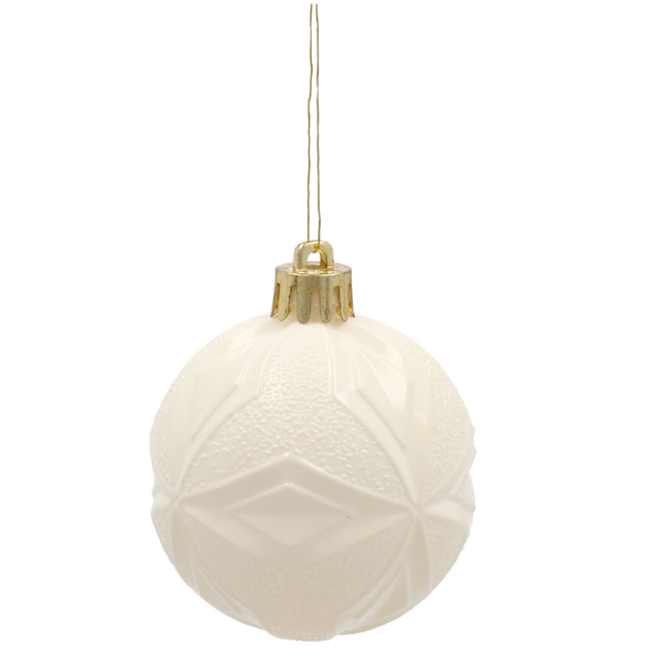 SET OF 9 BAUBLES 6 CM CHAMPAGNE/GRAY/WHITE