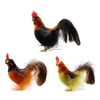 KPL. 3 VELIKONOČNÍCH OZDOB - KOHOUTI 8 CM MIX BARVY *9526