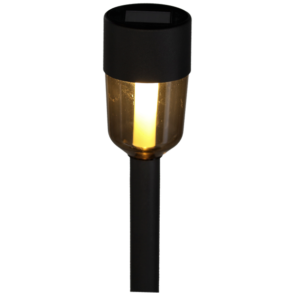 SOLÁRNA LAMPA SALMA 4,7 x 4,7 x 34 CM STRIEBORNÁ PRIEHĽADNÁ / ŠEDÁ DYMOVÁ TEPLÁ BIELA disp=24ks *4306