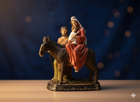 FIGURA BOŻONARODZENIOWA - ŚWIĘTA RODZINA NA OSIOŁKU 117 x 61 x 150 CM *3346