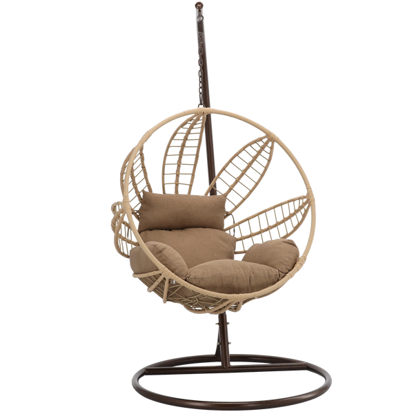 HANGING CHAIR SOBRE - JUTE, CUSHION - GREY, FRAME - BROWN