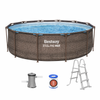 PISCINA RATTAN ÎN AER 3,66 X 1 M (PISCINĂ, POMPĂ DE FILTRARE, SCARA)
