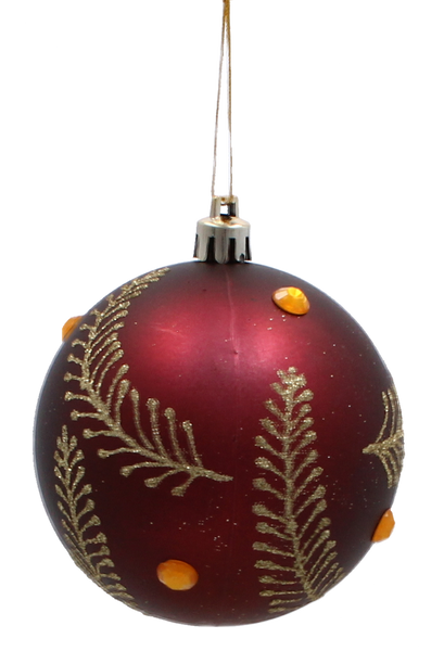 KPL. 6 BOMBONELE DE CRĂCIUN BURGUND 8 CM MIX DE MODELE *5843