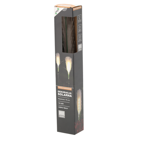 SOLÁRNA LAMPA H 70 CM TRÁVA PAMPASOVÁ 10 LED TEPLÁ BIELA disp=12ks *4736