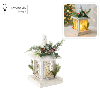 VÁNOČNÁ LAMPÁŠ S LED SVIEČKOU BIELY 17 x 17 x 32 CM *5195