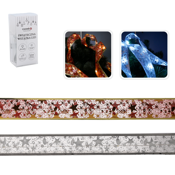 CHRISTMAS RIBBON LED MIX COLOURS WARM WHITE