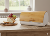 BREAD BOX SABROSO - ENAMELED WITH BAMBOO LID 38 X 25 X 18 CM WHITE