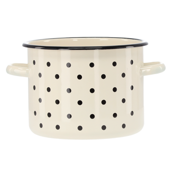 GARNEK EMALIOWANY 4,5 L 20 CM BIAŁY KROPKI *3455