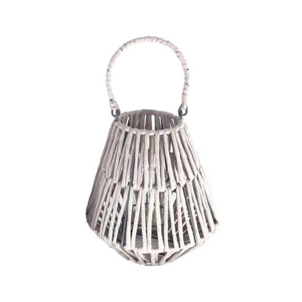 Lampă 21 x 23 CM cu inserție de sticlă - albă *3155