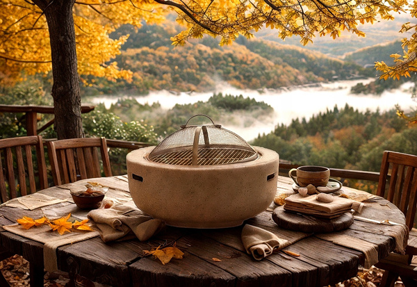 GARDEN FIREPLACE WITH COVER AND POKER 60 x 60 X 42 CM