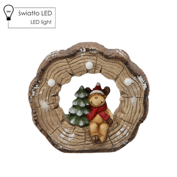 FIGURINE OF THE NATIVITY SCENE - REINDEER IN TREE STUMP 29 X 12 X 26 CM LED