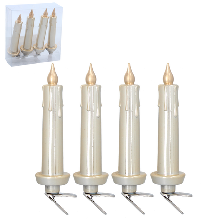 SET OF 4 CHRISTMAS TREE ORNAMENTS - CANDLES WITH CLIP 11 CM