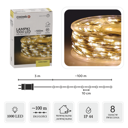 LED STRINGURI PE ROLE 1000L ALB CALD, LUNGIME 3 + 100 M *0085