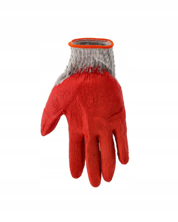 SET DE 10 PERECHI DE MĂNUȘI DE PROTECȚIE "VAMPIRKI" TRICOTATE ROȘII/ALBASTRE ACOPERITE CU LATEX *7017