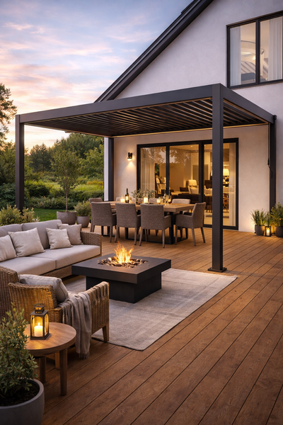 PERGOLA OGRODOWA ALUMINIOWA SZARA LED 3 x 4 x 2,5 M