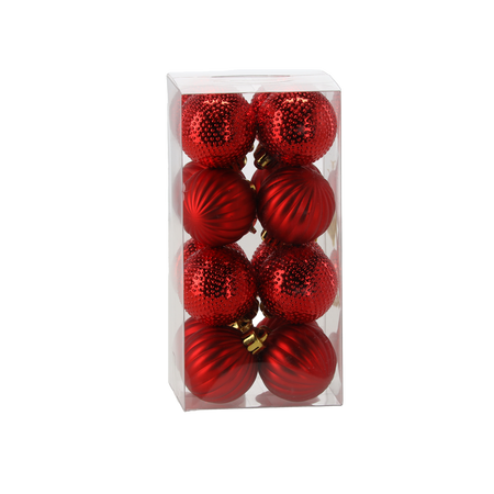 KPL. 16 BOMBIEK 4 CM ČERVENÝ/ZLATÝ/STRIEBORNÝ MIX VZOROV *7535