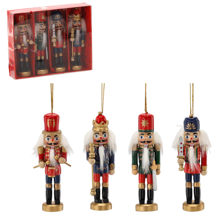 SET OF 4 CHRISTMAS DECORATIONS WOODEN SOLDIER 12.5 CM