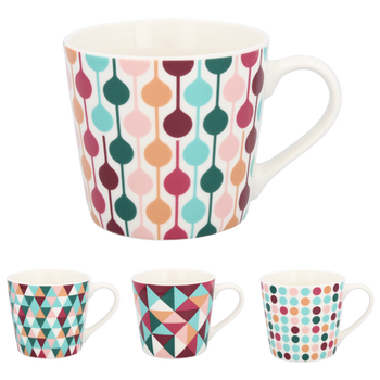 PORCELÁNOVÝ HRNČEK 400ML MIX GEOMETRICKÝCH VZOROV bal=12 ks *6301