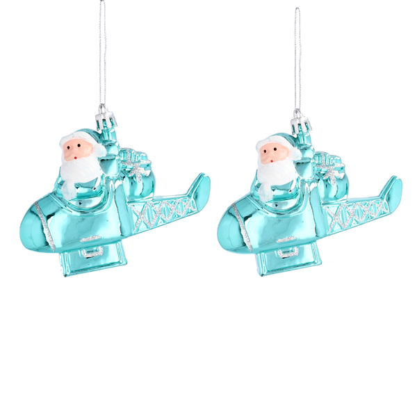 SET DE 2 DECORAȚIUNI DE CRĂCIUN MOȘ CRĂCIUN ÎN AVION *9182