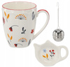 Sada. Porcelánový hrnek 350 ml + porcelánová podložka + květinový čajový sítko *6101