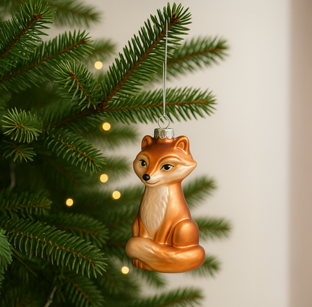 GLASS ORNAMENT - RED FOX 6.1 X 5.9 X 11.1 CM