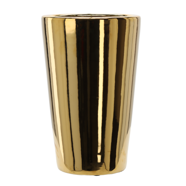 CERAMIC COVER FOR A POT 32,5 x 32,5 x 53,5 CM CM GOLD SMOOTH