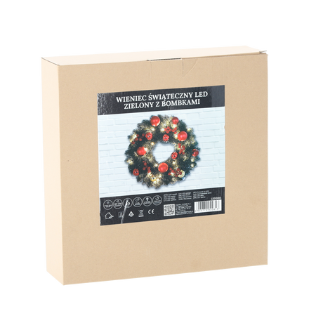 Coroană de Crăciun 40 LED VERDE CU BOMBONE PE BATERII *0813