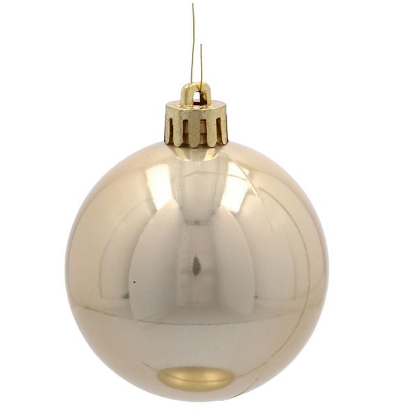 SET OF 12 BAUBLES 6 CM CHAMPAGNE/GRAY/WHITE