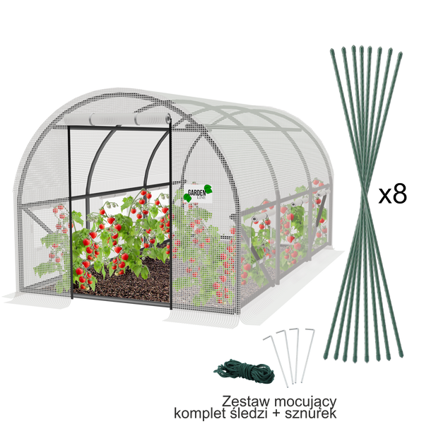 TUNEL FOLIOWY OGRODOWY 4 SEGMENTOWY BIAŁY 6 x 3 x 2 M