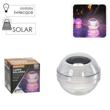 LAMPĂ SOLARĂ 10,5 x 10,5 x 10 CM PENTRU PISCINE 22 LED MULTICOLOR *6148